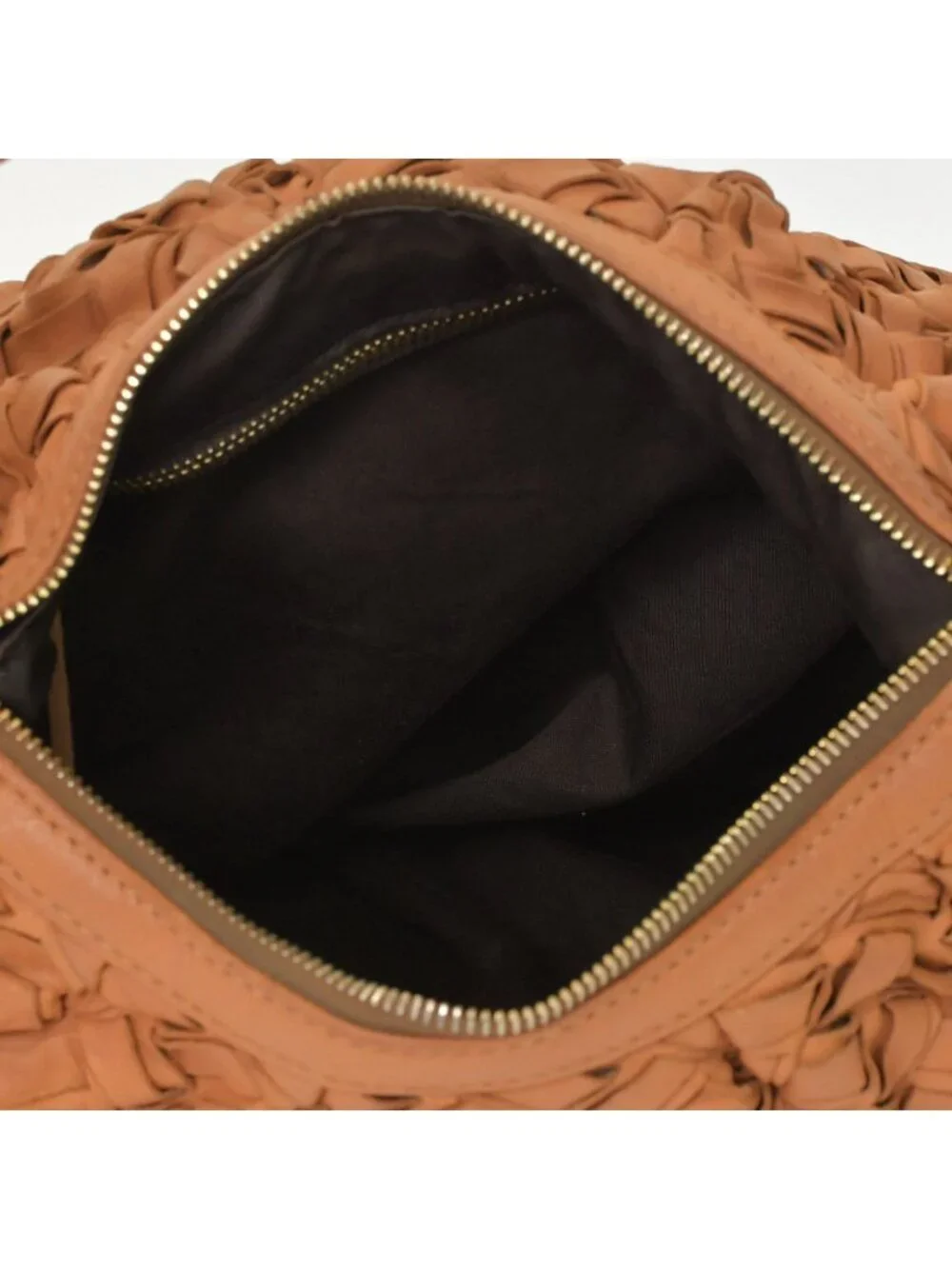 Miu Miu Intrecciato 2-Way Leather Shoulder Fringe Hobo Brown Lambskin Gold